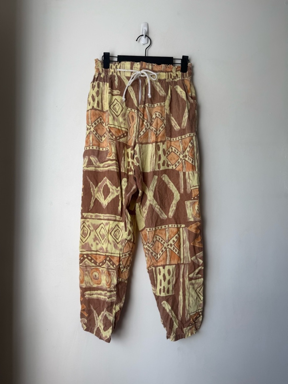 Vintage 90s Yellow Brown Tribal Print Pants S